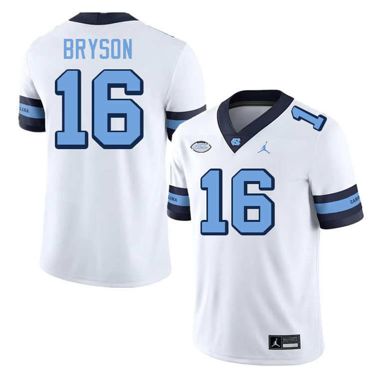 #16 Coleman Bryson North Carolina Tar Heels College Football Jersey Stitched-Retro White